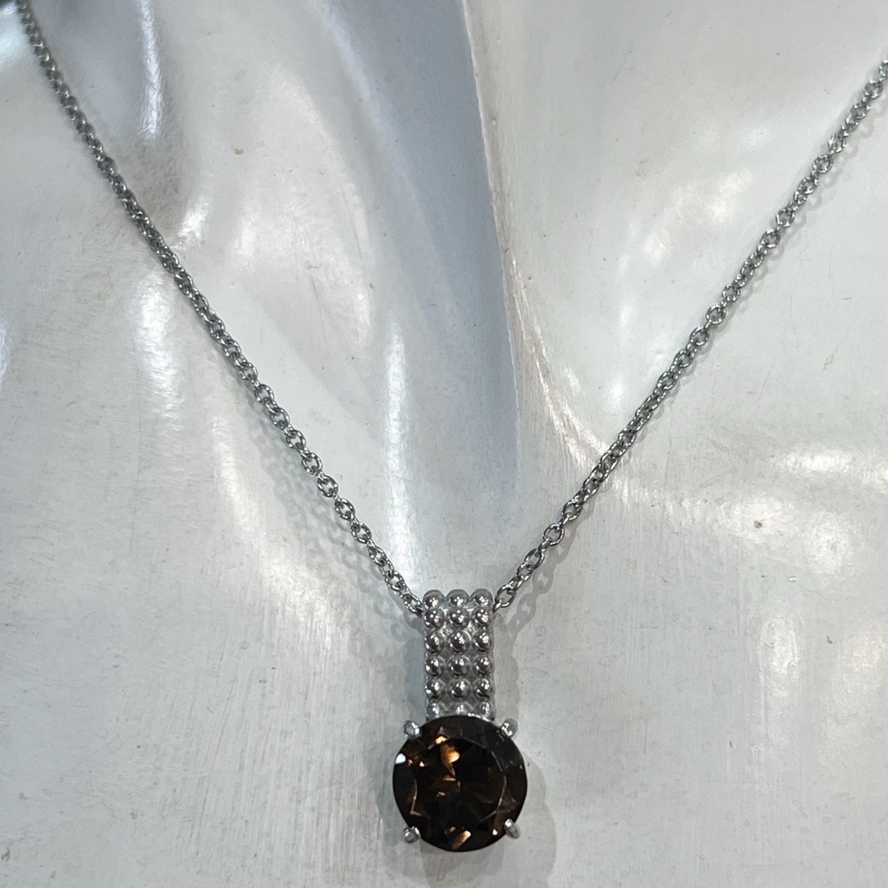 VALUE BUY Brazilian Smoky Quartz Silver Pendant 20” Necklace PRICE FIRM - Picture 3 of 13